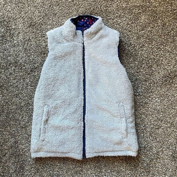 Buffalo David Bitton Reversible Vest Youth Size 14/16 L Blue Ditsy Floral Sherpa - Picture 6 of 11